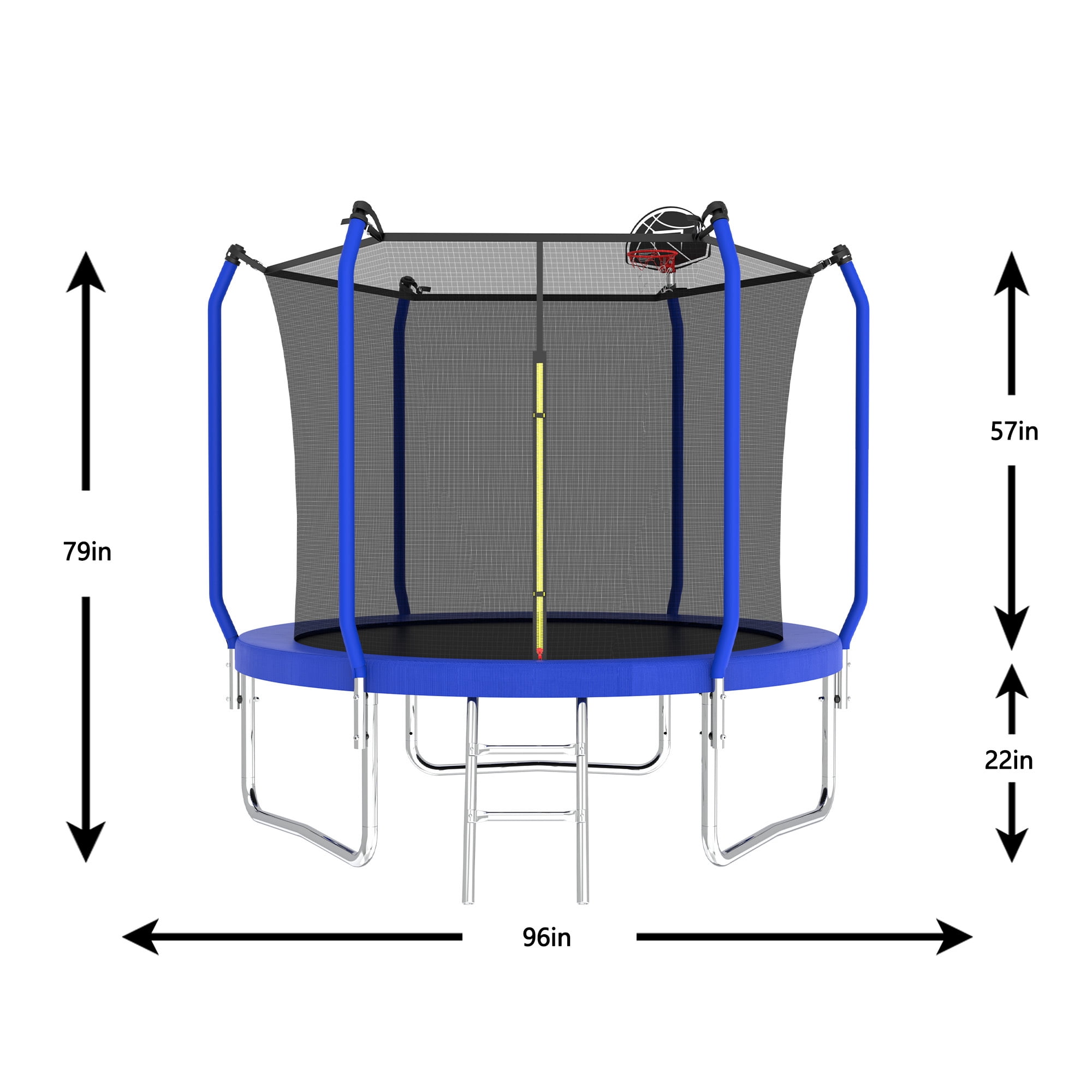 Alvantor Upgrade Kids Trampoline 8Ft Round Trampolines with Basketball Hoop & Enclosure Net, Age 3-10 Blue
