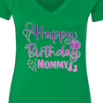 thumbnail image 4 of Inktastic Purple Happy Birthday Mommy Women's V-Neck T-Shirt, 4 of 5