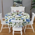 thumbnail image 2 of Blue Pioneer Flower Round Tablecloth 60" X 60",Wrinkle Wipeable Table Cloth for Kitchen Dining Room Picnic Patio Party, 2 of 6