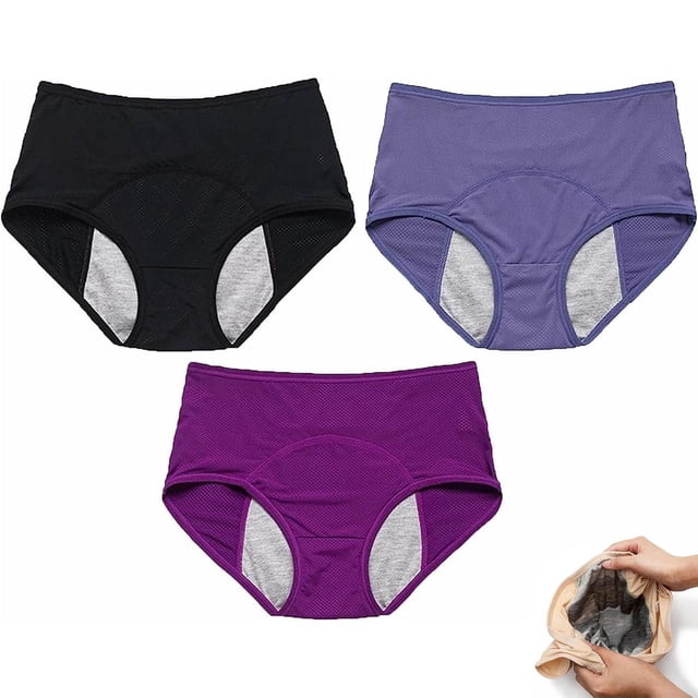 WILLBEST Sin Costura Mujeres 3Pc Malla Sólida Transpirable Y Cómodo De Cintura Alta Periférica A Prueba De Fugas Menstrual Pantalones