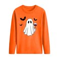 thumbnail image 6 of Qingpeng Kids Halloween Theme Pullover Tee Shirt Cute Ghost with Bat Graphic Long Sleeve Crewneck Top, 6 of 6