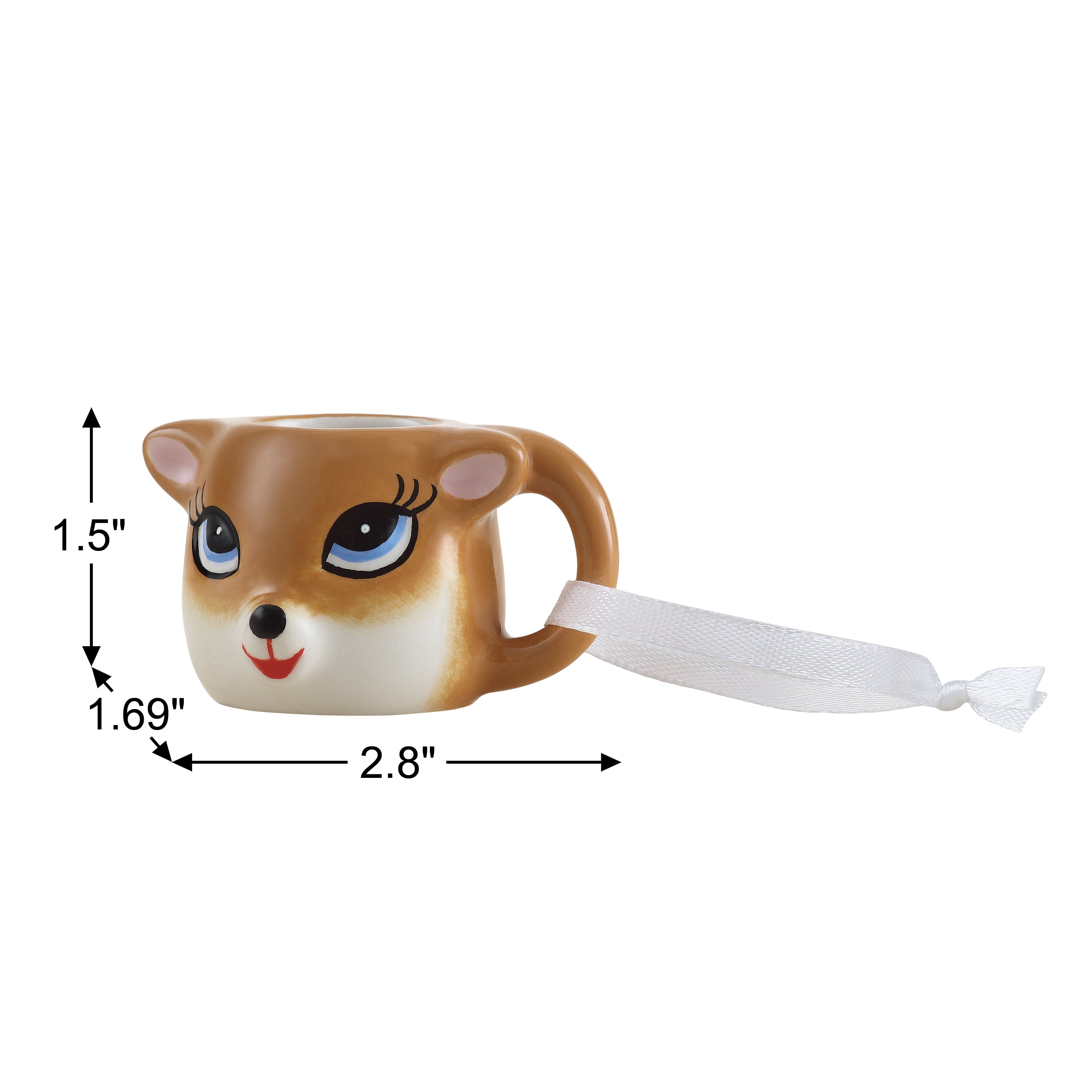 Mr. Christmas Miniature Deer Mug Hanging Ornament Decoration, Pink, 1.45"