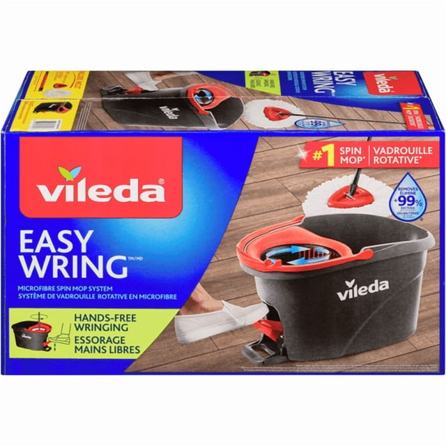 EasyWring Microfibre Spin Mop & Bucket System, Mop System with Bucket Wringer & Foot Pedal