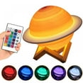 thumbnail image 1 of Lampe TINKER Saturne 16 Couleurs LED Impression 3D Déco Lampe Étoile USB Rechargeable Télécommande et Commande Tactile avec Support en Bois et Filet Suspendu Veilleuse pour Chambre d'Enfant pour Enfants Bébé Ami Amoureux Anniversaire, 1 of 12