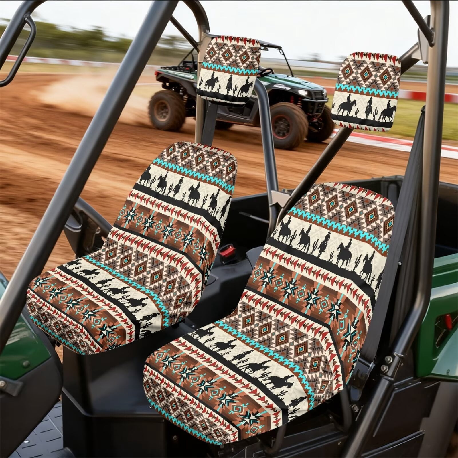KUIFORTI Aztec Tribe UTV Seat Covers Seats Cover for UTV Compatible with Yamaha Rhino 700 660 450 2004-2021 Comfortable All-Season Protection Outdoor Seat Cover Set