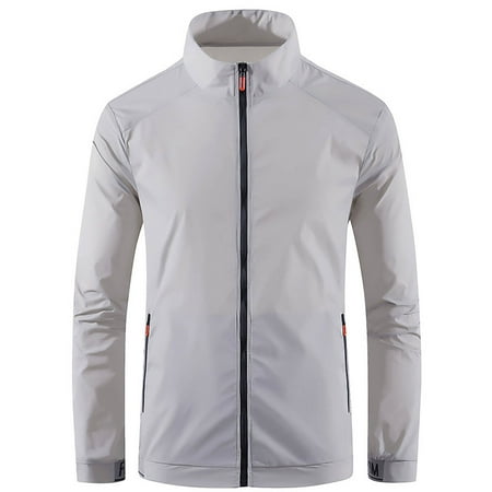 BinBiL Men s Long Sleeve Sun Protection Fishing Shirt with Zipper Pockets UPF 50+ Lightweight Cool Sun Shirts for Men Hiking Outdoor Gray 10(XL)
