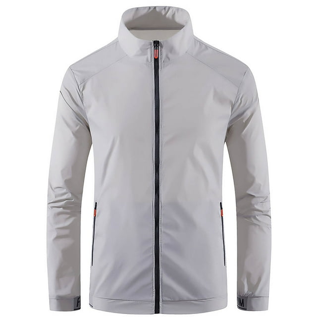 Qtocio Men's Long Sleeve Casual Shirts,Stand Collar Sun Protection Shirt Lightweight Breathable Jacket