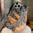 thumbnail image 2 of Plasting TPU Phone Case For iPhone 15 Pro Max 14 13 12 Pro, Anti-drop Shockproof Cover With Bling Diamond Strap, Fashion Portable Glitter Rhinestones Shell Back Case, 2 of 4