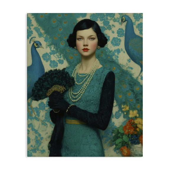Stupell Industries Art Deco Vintage Peacock Poise Canvas Art, 16 x 20, by A Barefoot Stylist