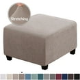 thumbnail image 1 of MesaSe Square Ottoman Covers Ottoman Slipcovers Folding Storage Stool Furniture Protector Form Fit with Elastic Bottom  Stretch High Spandex Small Checks Jacquard Fabric Brown XL 35”- 44”, 1 of 6