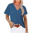 thumbnail image 1 of Birdeem Mode Femmes Décontracté Uni Chandail à Enfiler Col en V Manches Courtes T-Shirt Hauts Blouse, 1 of 5