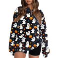 thumbnail image 2 of Halloween Tops for Women Pumpkin Graphic Crew Neck Long Sleeve Fashion Funny Party Pullover Top Multicolor 02 XXL, 2 of 6