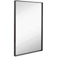 thumbnail image 1 of Contemporary Brushed Metal Wall Mirror | Glass Panel Black Framed Squared Corner Deep Set, 1 of 6