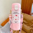 thumbnail image 1 of Botella de agua con aislamiento de paja de 480 ml, taza de acero inoxidable 316 para mujeres y hombres (rosa), 1 of 9
