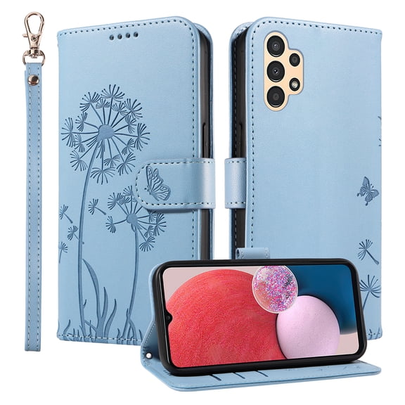 Flip Phone Case for Samsung Galaxy A13 5G, Card Holder and Kickstand, Shockproof and Scratch Resistant, Sky Blue