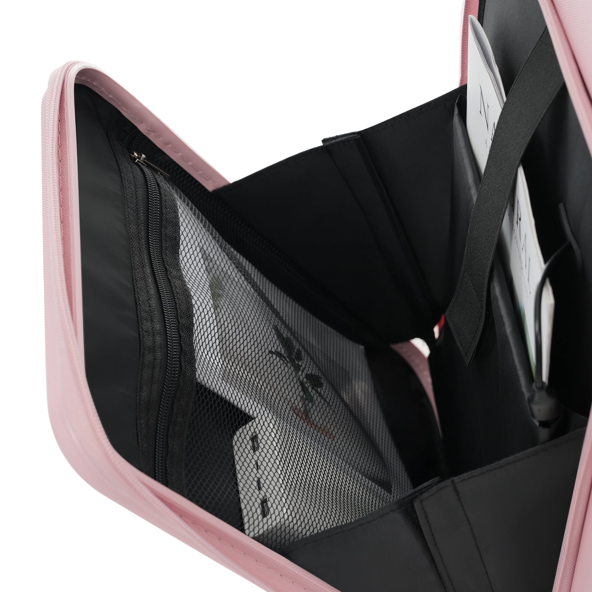Euroco 4 Piece Luggage Sets, 20" Carry On Luggage with Front-Opening & Cup Holder, 20/28inch Hardside Suitcase Set with USB Charging Ports,TSA Lock & Spinner Wheels for Travel,Pink