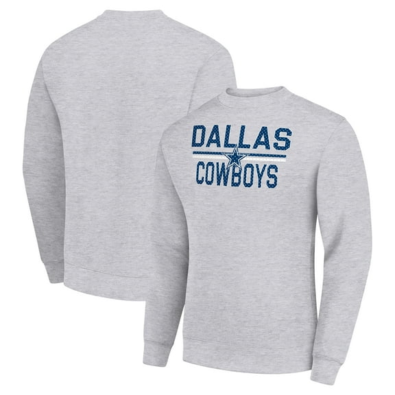 Men's Starter Heather Gray Dallas Cowboys Team Mesh Print Graphic Pullover Sweatshirt