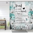 thumbnail image 4 of Bible Verse Inspirational Quote Green Floral Daisy Trust in The Lord Waterproof Fabric Shower Curtain, Rustic Farmhouse Butterfly Bathroom Shower Curtain with 12PCS Hooks, 60X70IN, 4 of 16