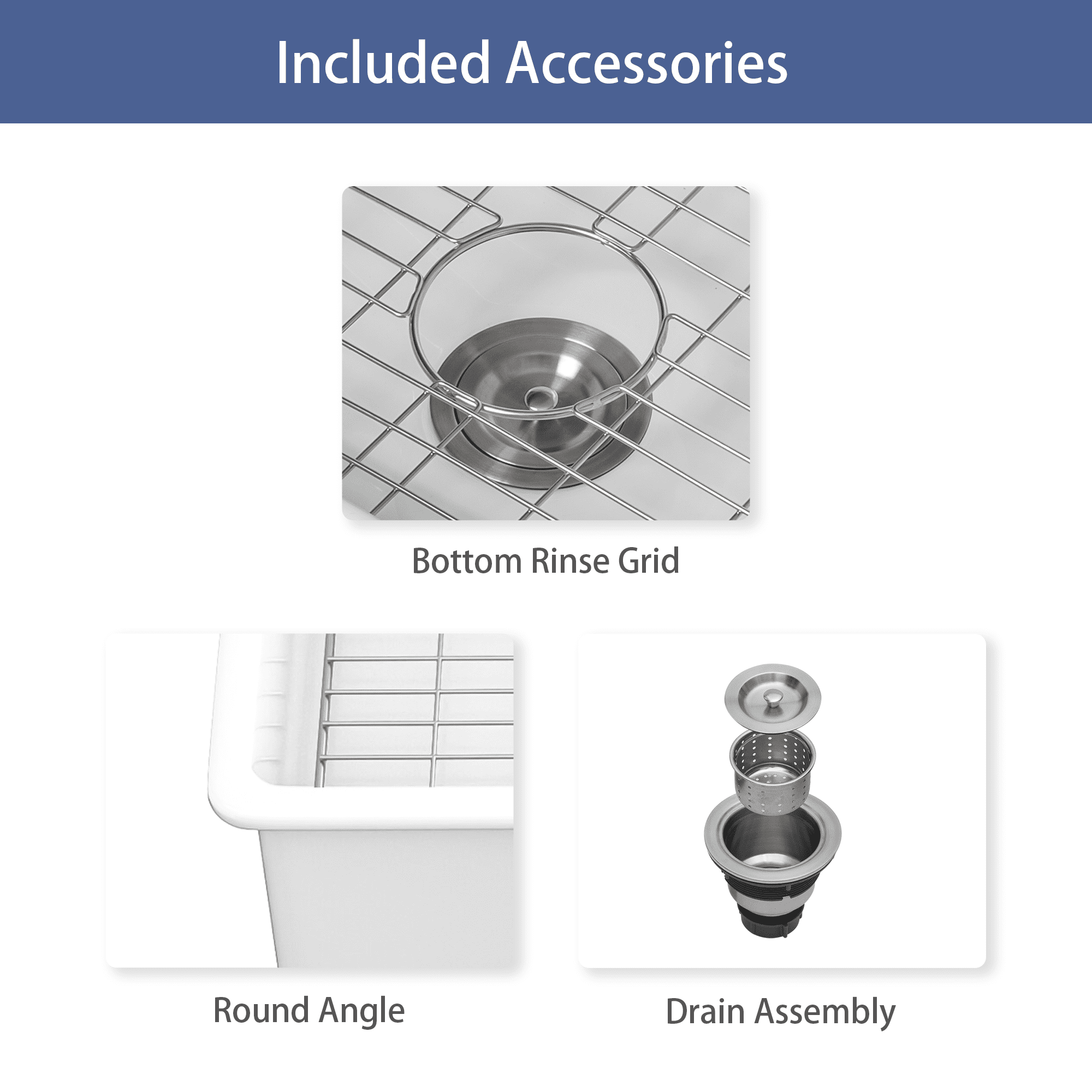 32" Undermount Single Bowl Ceramic Kitchen Sink, Dual Mount White Farmhouse Sink with 10" Depth, Includes Stainless Steel Grid & Basket Strainer