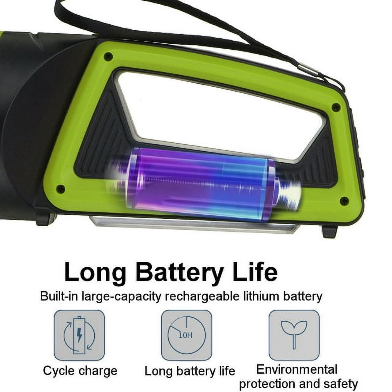 100000LM Super Bright Spotlight, LED Flashlight Rechargeable Hand Flashlight, Portable Handheld Searchlight, Waterproof Outdoor Torch Light for Security, Camping, Hunting, Hiking, Green