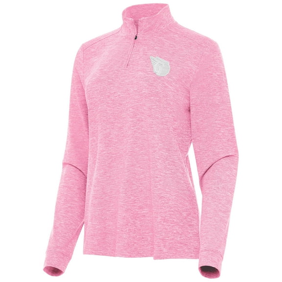 Women's Antigua Pink Cleveland Guardians Mentor Lightweight Mock Neck Quarter-Zip Top