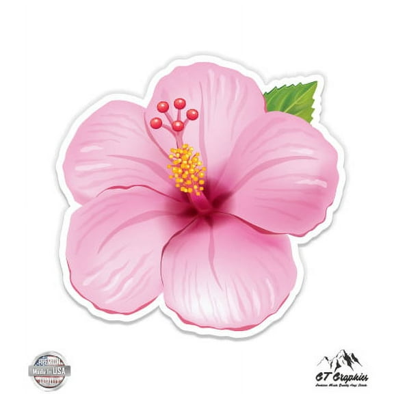 Pink Hibiscus - 3" Vinyl Sticker - For Car Laptop I-Pad Phone Helmet Hard Hat - Waterproof Decal