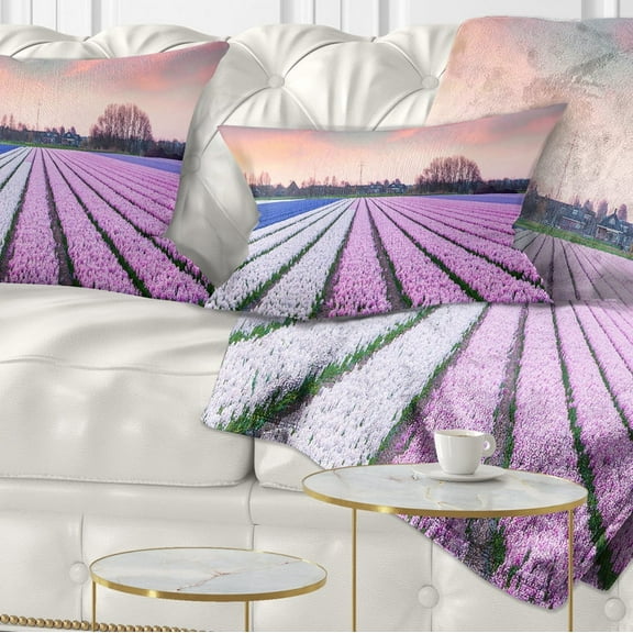 Designart Colorful Hyacinth Flowers at Sunrise - Photography Throw Pillow - 12x20