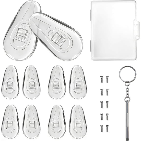 5 Pairs of Eyeglass Nose Pads, Upgraded 15x8mm Soft Air Chamber Eyeglasses Nose Pads, Screw-in Glasses Nose Pad Kit.