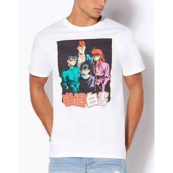 Yu Yu Hakusho Japanese Anime Men's Officially Licensed Group Tee T-Shirt - White (Small)