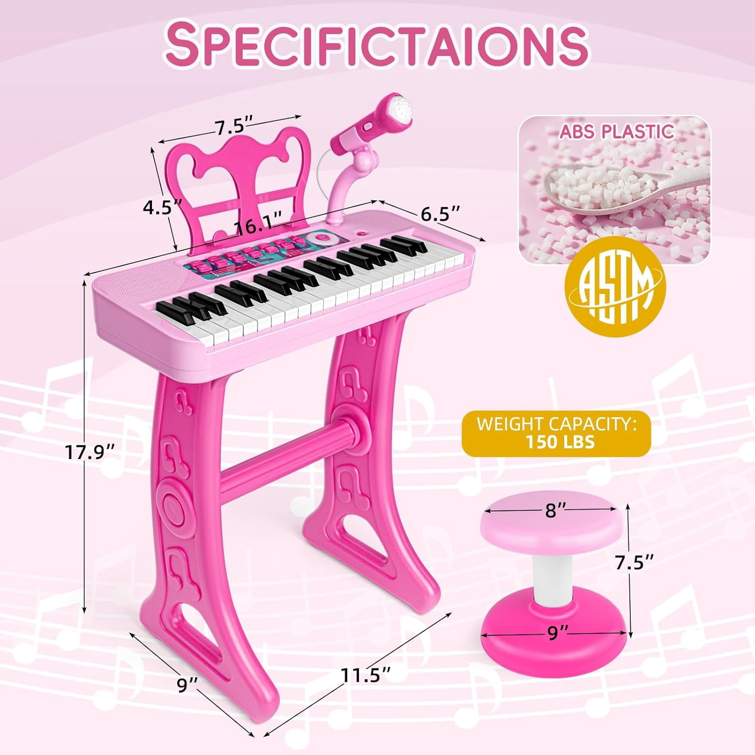 Aijohnny Keyboard Piano Toys for Kids, 37 Keys Musicial Instruments for Baby, Toddlers Birthday Gifts for 3 4 5 6 7 8 Year Old