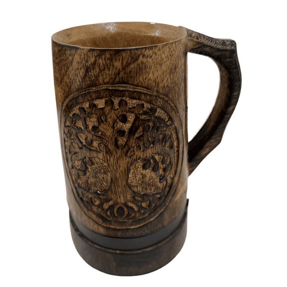 CollectiblesBuy Handmade Mango Wooden Beer Coffee Mugs Wood Dark Natural - Eco-Friendly Wooden Tankard Gift Glass Stein Tea Cup Barrel for Men Women Coffee Viking Mug