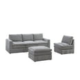 thumbnail image 2 of Granite Morgan Fabric Plush Cushion Couch 5pc Modular Sofa Set 2x Corner Wedge 2x Armless Chair 1x Ottoman Living Room, 2 of 9