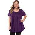 thumbnail image 3 of Camisa casual de manga corta para mujer, talla grande, talla grande, talla 4XL JM, 3 of 5