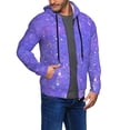 thumbnail image 2 of Wukai Purple Glitter Print Men's Zip-Up Hoodie,Fleece Full-Zip Hoodie for Men, Hooded Sweatshirt-Large, 2 of 5