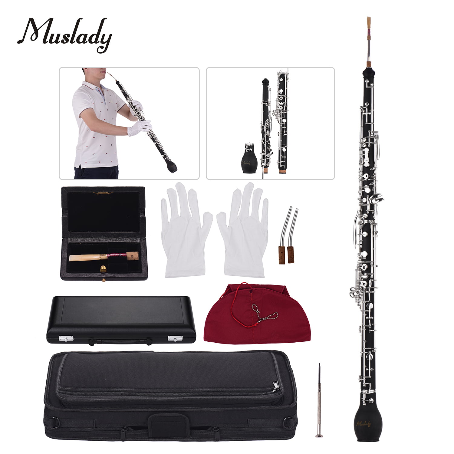 Desconexión revolución Comparar Muslady Professional English Horn Alto Oboe F Key Synthetic Wood Body  Silver-Plated Keys Woodwind Instrument with Reed Gloves Case Carry -  Walmart.com