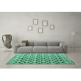 thumbnail image 3 of Ahgly Company Machine Washable Indoor Rectangle Abstract Turquoise Blue Modern Area Rugs, 3' x 5', 3 of 4