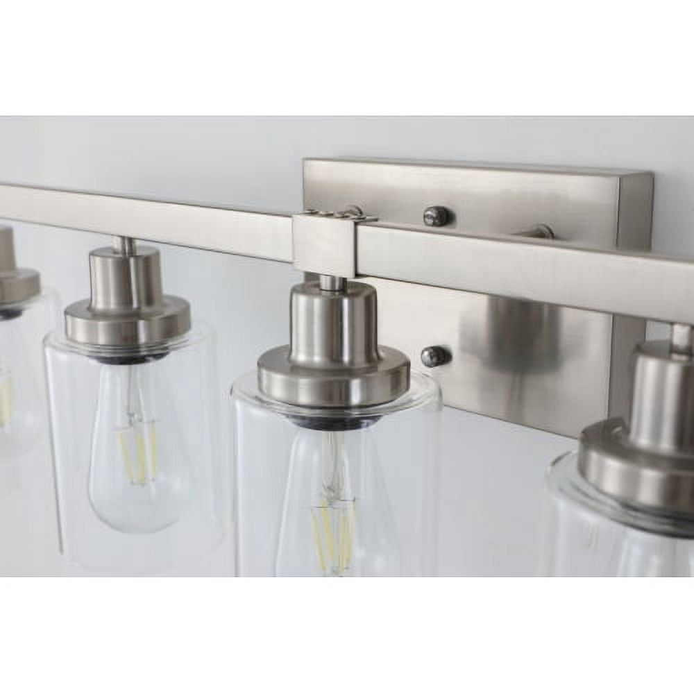 ACE-LIGHTS,Modern 4-Lights Vanity Bathroom Mirror Light with Clear Glass Shades(Bulbs Not Included),Contemporary Wall Sconce for Bathroom,Dressing Room,Bedroom,Living Room(Brushed Nickel)