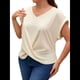 thumbnail image 3 of Blusas de Verano para Mujer, Camisetas con Mangas , Nudo Delantero, Cuello en V, Blusas Drapeadas, Camisetas Casuales Holgadas Albaricoque XL, 3 of 9