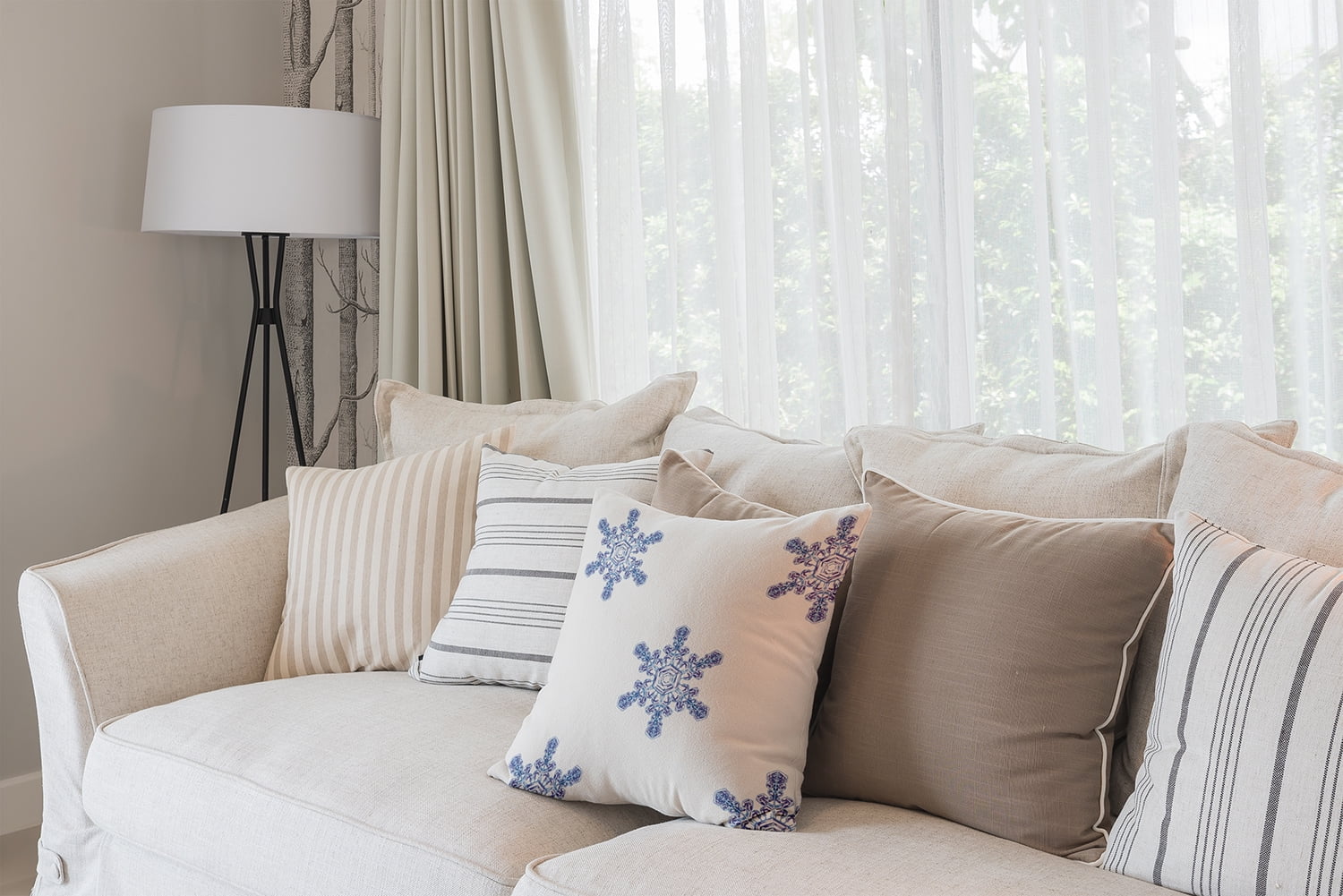 16" x 16" Simply Daisy Flurries Winter Polyester Accent Pillow, White (1 Count)