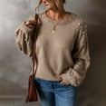 thumbnail image 5 of Pearl-Embellished Shoulder Sweater for Women, Crewneck Knit Pullover with Pearl Accents, 5 of 8