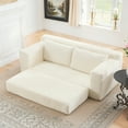 thumbnail image 2 of Miniyam Convertible Loveseat Sofa Bed with Memory Foam, Small Couch for Apartment, No Assembly, Corduroy, Beige, 2 of 7