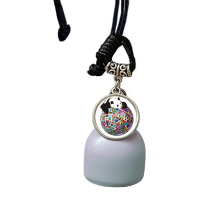 Panda Posture Flag Earth Art Deco Fashion Wind Chimes Bell Car Pendant
