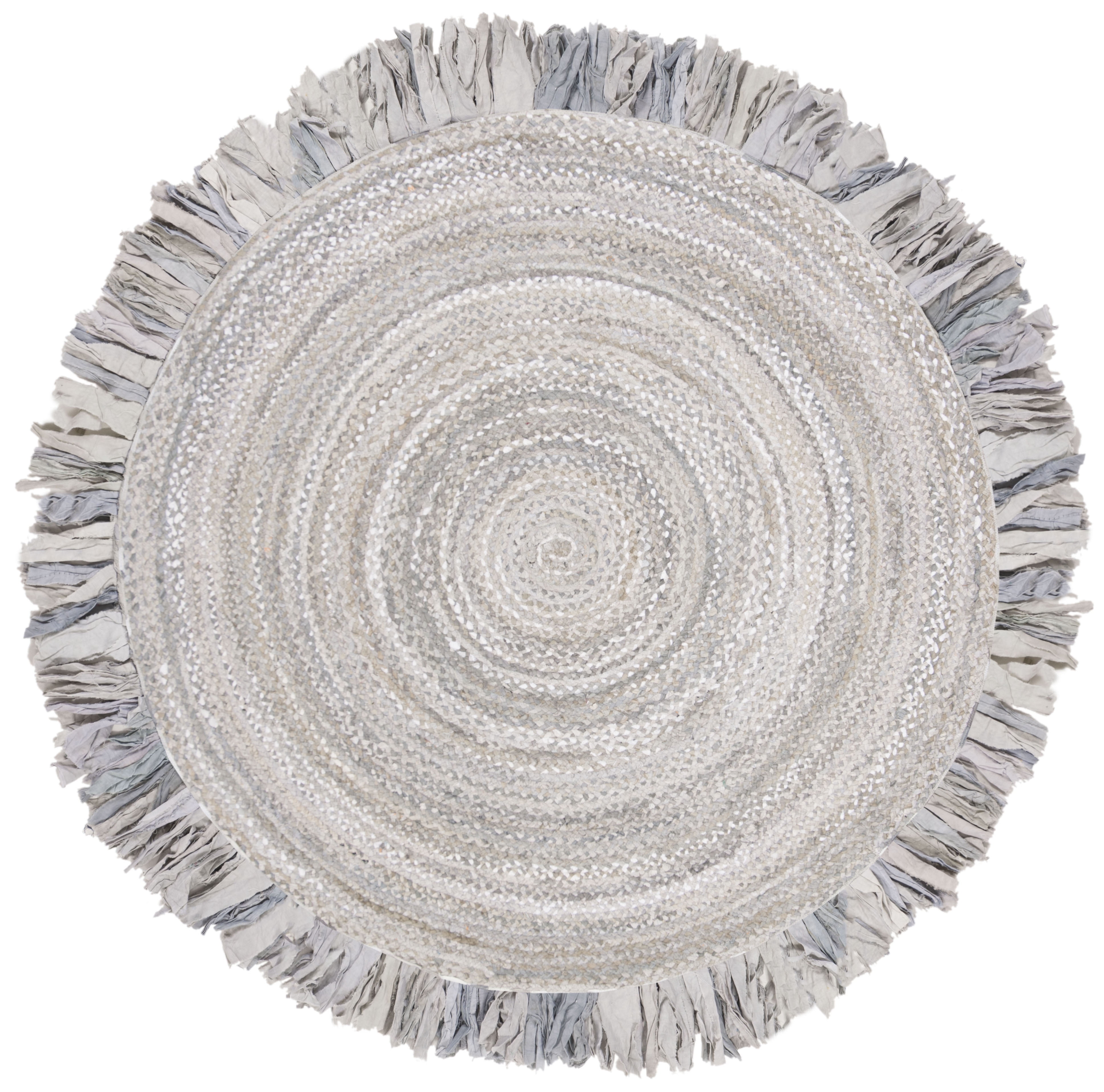 SAFAVIEH Braided Paisley Transitional Cotton Reversible Area Rug, Light Gray, 6' x 6' Round