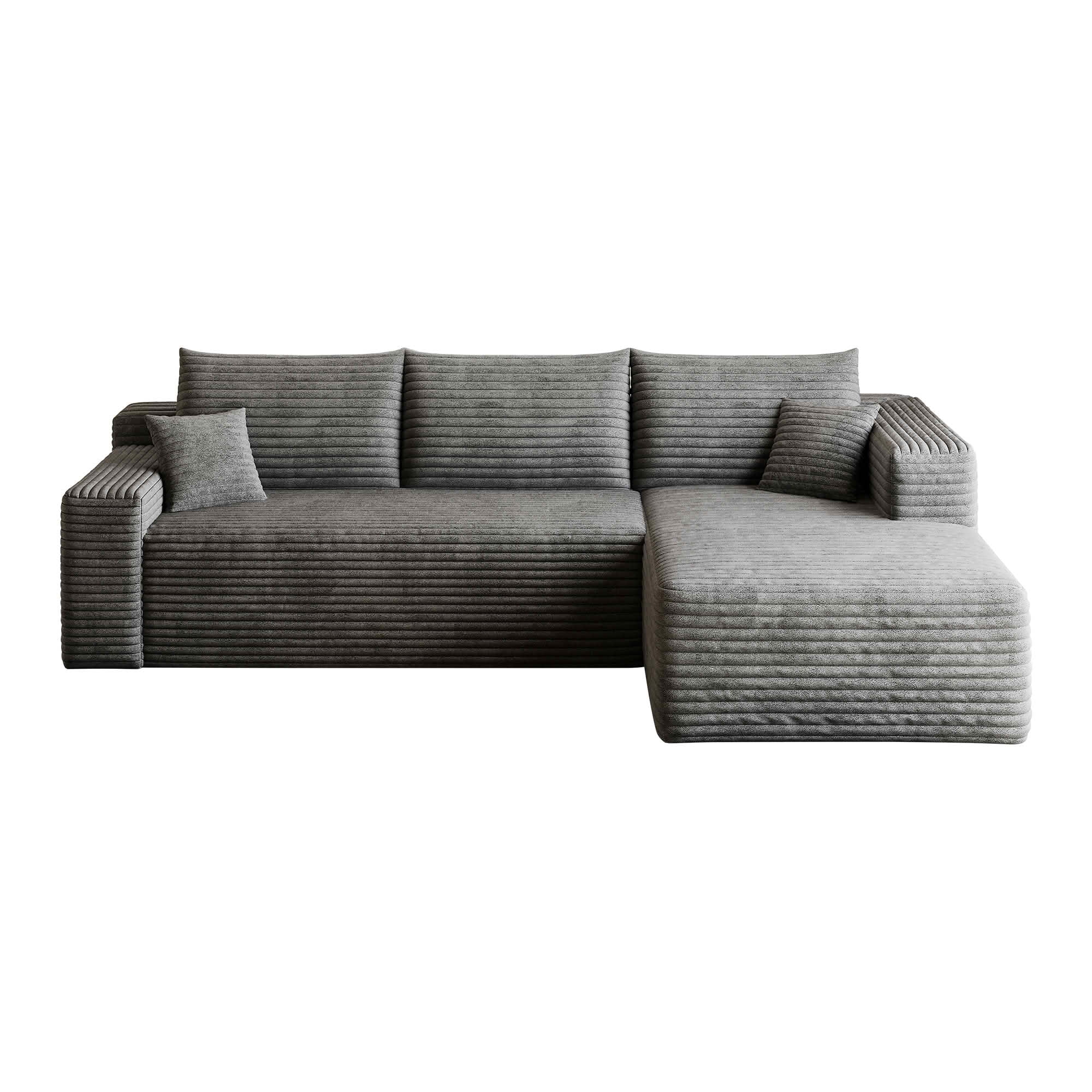 MAYEERTY 95 Inch L‑Shaped Cloud Sectional Sofa, Modern Minimalist Deep‑Seat Corner Couch, Plush Corduroy Upholstered Reversible Sofa, No‑Assembly Required for Living Room Bedroom Apartment