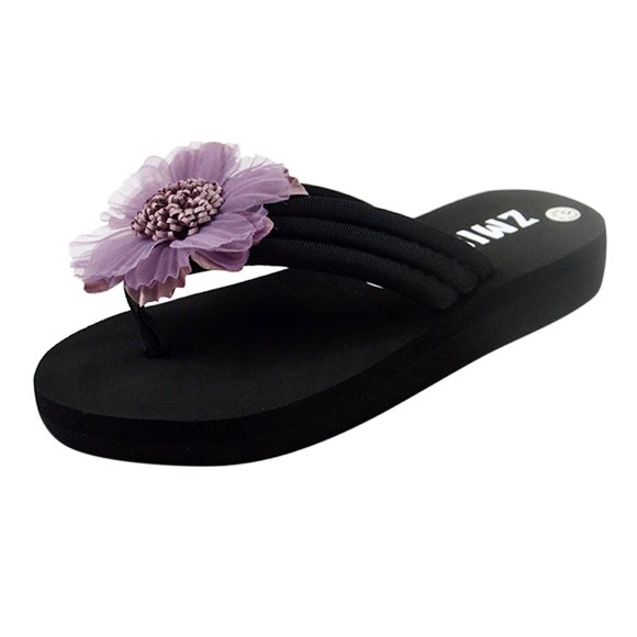 Womens Ladies Summer Flowers Home Beach Shoes Sandals Flip Flops Slippers