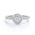 thumbnail image 3 of JeenMata Round Cut Diamond - Twisted Pave Accents - Vintage Style - Swirl Engagement Ring - 10K White Gold, 3 of 6
