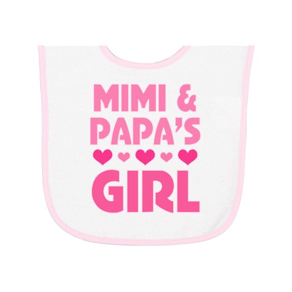 Inktastic Mimi and Papa Girl Grandchild Valentine Baby Terry Cloth Bib