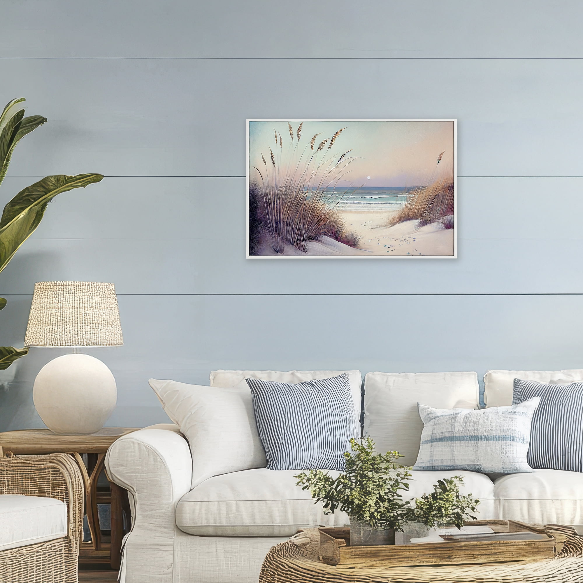 Euphoria Beach Dunes View White Framed Giclee Art, design by Sasha