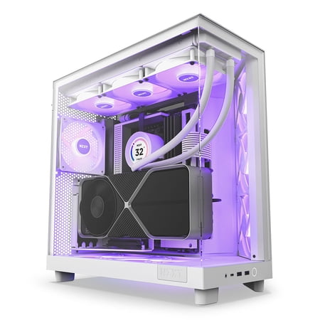 NZXT H6 Flow RGB Compact Dual-Chamber ATX Mid-Tower Airflow Computer Case, White