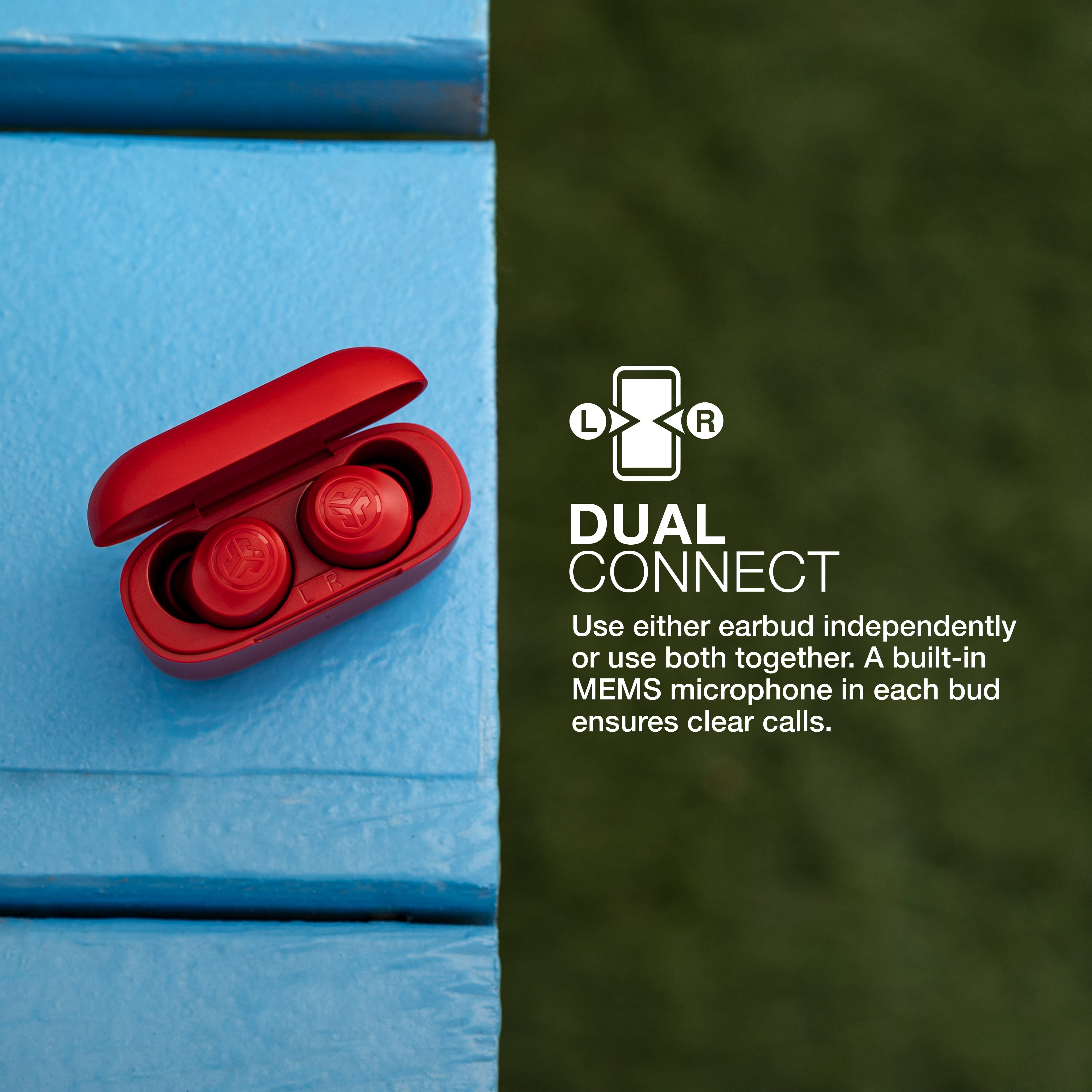 JLab Go Air Pop True Wireless Bluetooth Earbuds + Charging Case, Rose Red,  Dual Connect, IPX4 Sweat Resistance, Bluetooth 5.1 Connection, 3 EQ Sound